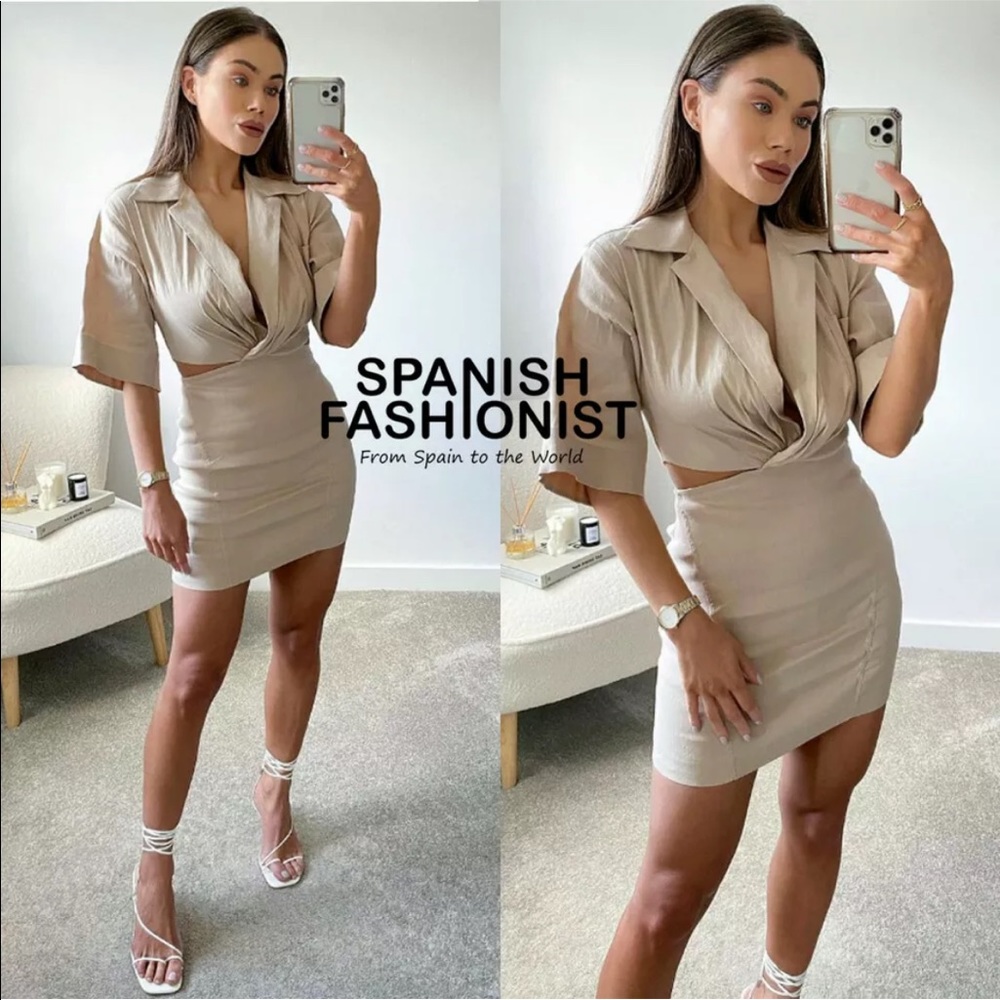 Zara MINI DRESS W/ CUT-OUT DETAIL w/ Pockets NEW